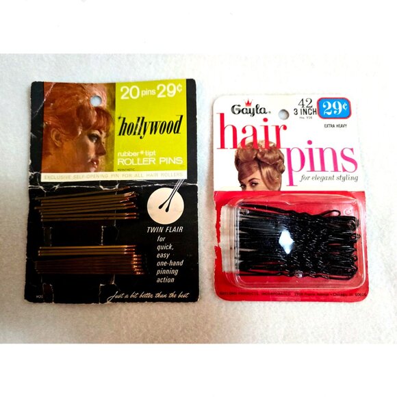 Lot of vintage hair styling tools - pins clips - metal celluloid plastic wave - Picture 2 of 7